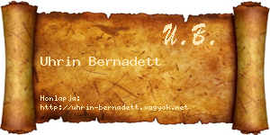 Uhrin Bernadett névjegykártya
